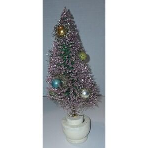 vintage 10 inch pink glitter bottle brush tree mercury ornaments